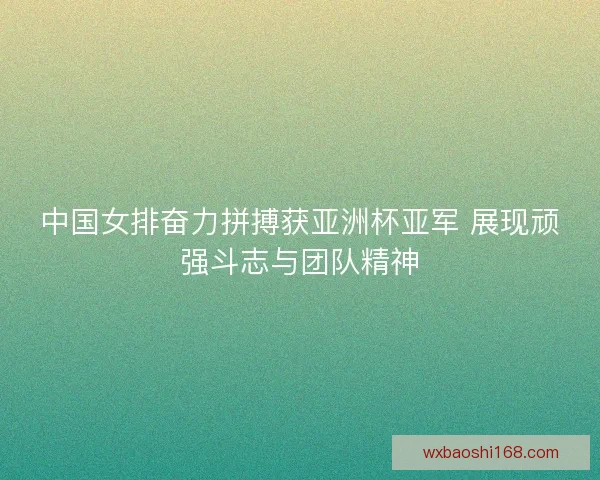 中国女排奋力拼搏获亚洲杯亚军 展现顽强斗志与团队精神